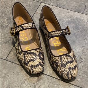 Sam Edelman Snakeskin Pattern Mary Jane Flats